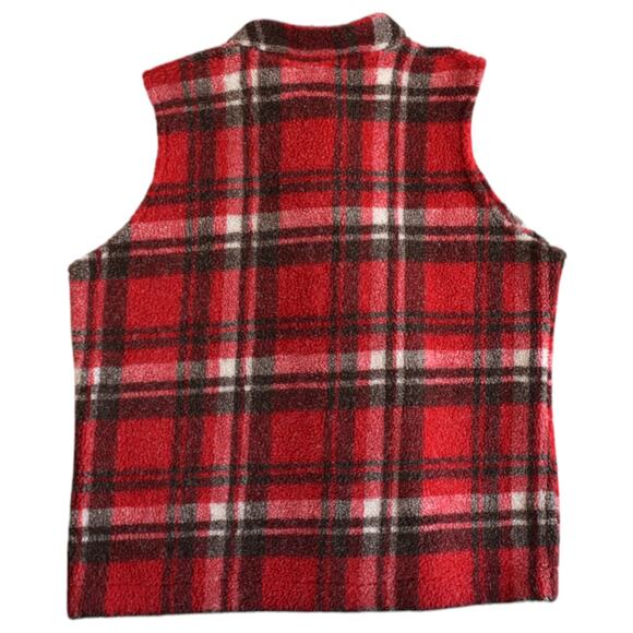 Cozy Red and Brown Tartan Plaid Vest by Christopher & Banks - Size XL - Picture 6 of 7